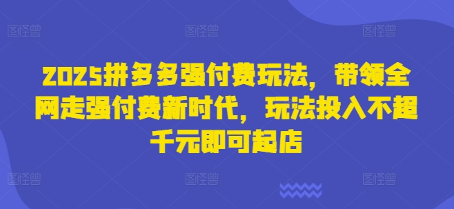 2025拼多多强付费玩法，带领全网走强付费新时代，玩法投入不超千元即可起店 - 创享网-创享网