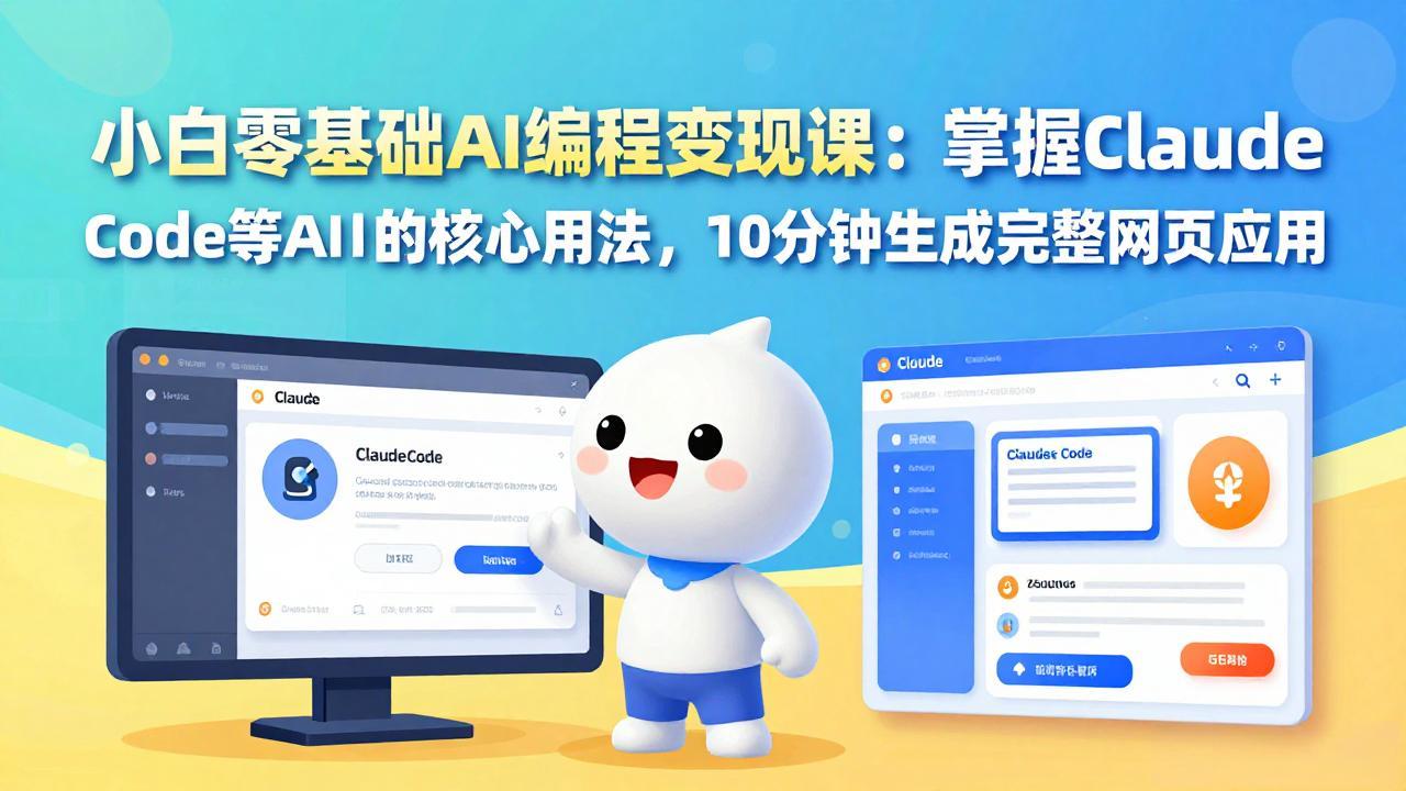 小白零基础AI编程变现课：掌握Claude Code等AI工具的核心用法，10分钟生成完整网页应用 - 创享网-创享网