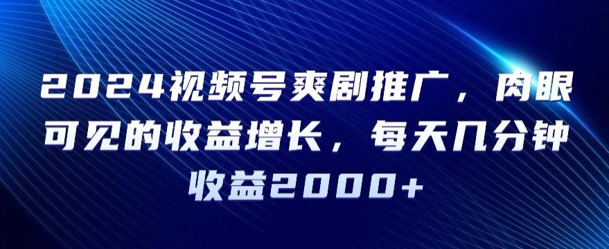 2024视频号爽剧推广，肉眼可见的收益增长，每天几分钟收益2000+【揭秘】 - 创享网-创享网