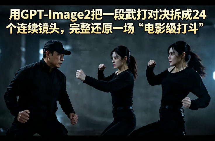 用GPT-Image2把一段武打对决拆成24个连续镜头，完整还原一场“电影级打斗”-创享网