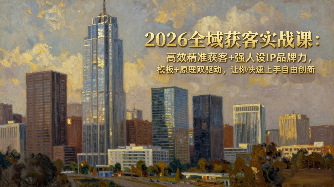 2026全域获客实战课：高效精准获客+强人设IP品牌力，模板+原理双驱动，让你快速上手自由创新-创享网