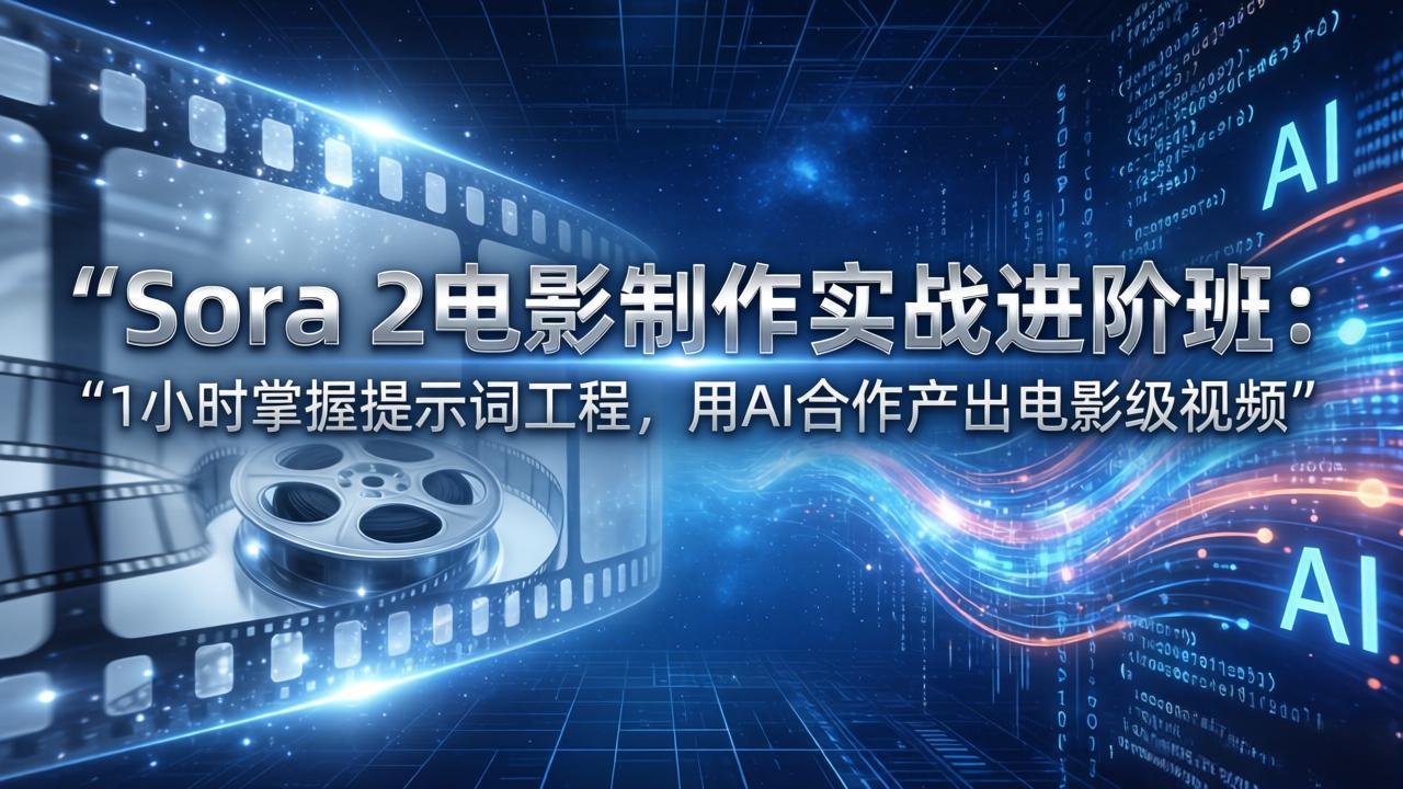 Sora 2电影制作实战进阶班：1小时掌握提示词工程，用AI合作产出电影级视频-创享网