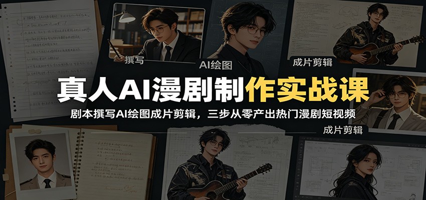 真人AI漫剧制作实战课：剧本撰写AI绘图成片剪辑，三步从零产出热门漫剧短视频 - 创享网-创享网