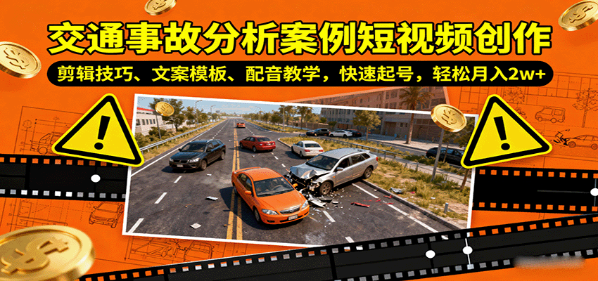 图片[1]-交通事故分析案例短视频创作，剪辑技巧、文案模板、配音教学，快速起号，轻松月入2w+ - 创享网-创享网