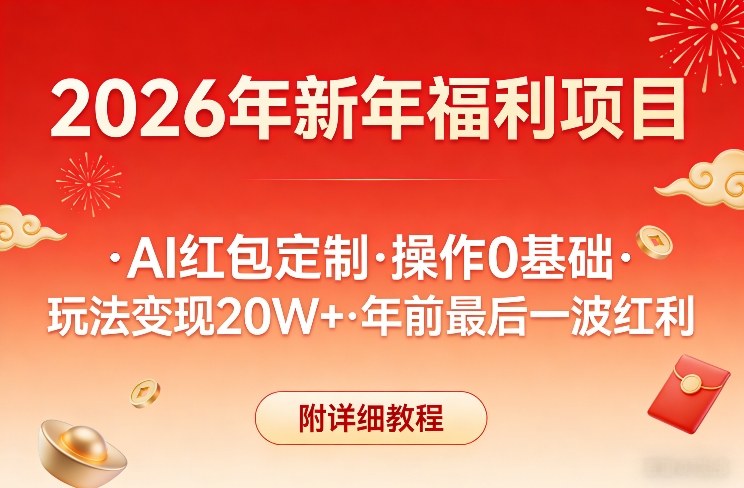 新年福利项目，AI红包定制，操作0基础，玩法变现20W+年前最后一波红利，附详细教程 - 创享网-创享网