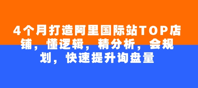 4个月打造阿里国际站TOP店铺，懂逻辑，精分析，会规划，快速提升询盘量 - 创享网-创享网