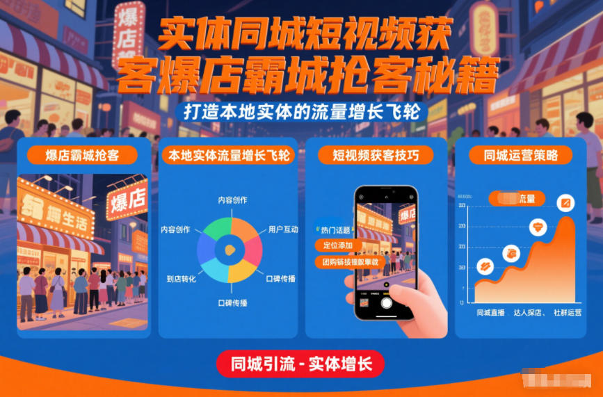 实体同城短视频获客爆店霸城抢客秘籍，打造本地实体的流量增长飞轮-创享网