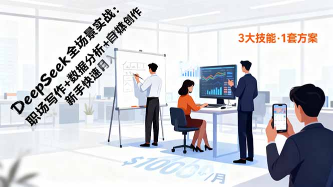 DeepSeek全场景实战:职场写作+数据分析+自媒体创作,新手快速月入过万-创享网