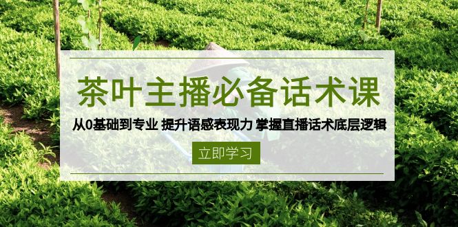 茶叶 主播必备话术课 从0基础到专业 提升语感表现力 掌握直播话术底层逻辑 - 创享网-创享网