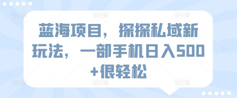 蓝海项目，探探私域新玩法，一部手机日入500+很轻松【揭秘】 - 创享网-创享网