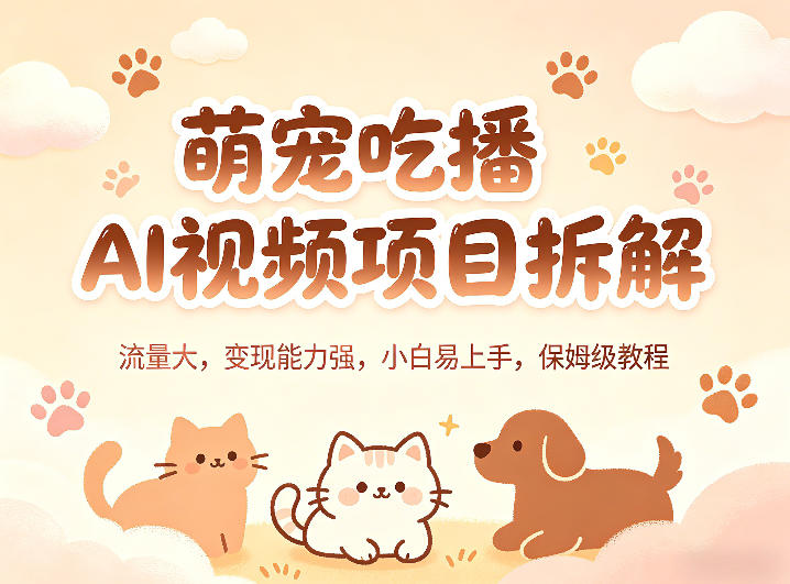 萌宠吃播AI视频项目拆解，流量大，变现能力强，小白易上手，保姆级教程 - 创享网-创享网