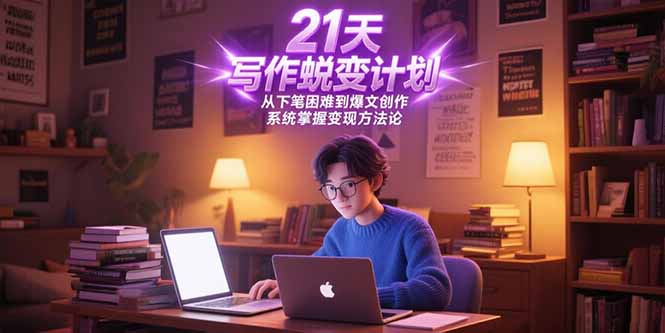 21天写作蜕变计划，从下笔困难到爆文创作，系统掌握变现方法论 - 创享网-创享网