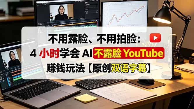 不用出镜拍视频!4小时AI无脸YouTube全套教程,搭建海外双语变现频道