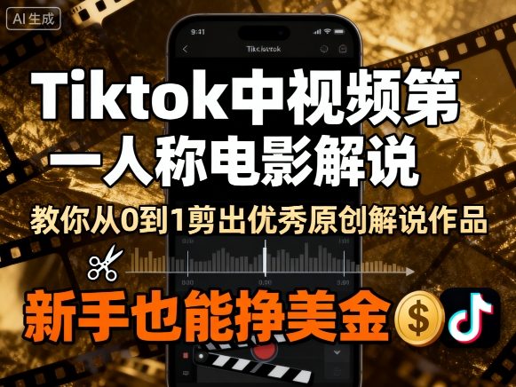 Tiktok中视频第一人称电影解说，教你从0到1剪出一个优秀的原创解说作品，新手也能挣美金 - 创享网-创享网