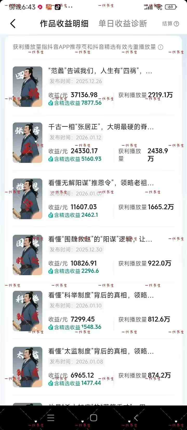 抖音300w粉丝博主的政史类科普视频教学，有大流量扶持，拿伙伴伙伴+精选独家双份收益-创享网