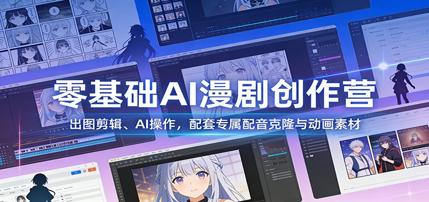 零基础AI漫剧创作营：出图剪辑、AI操作，配套专属配音克隆与动画素材 - 创享网-创享网