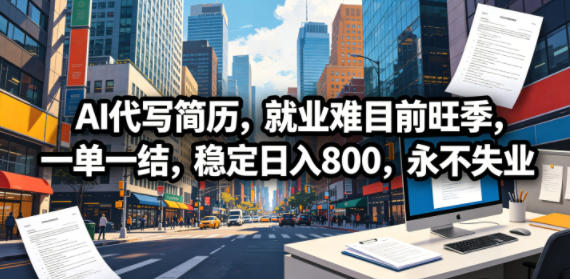 AI代写简历，就业难目前旺季，一单一结，稳定日入800，永不失业 - 创享网-创享网