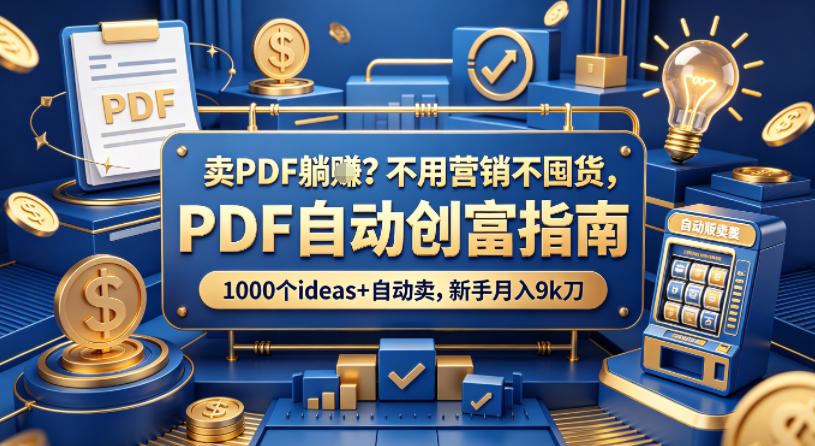 卖PDF躺賺？不用营销不囤货，PDF自动创富指南，1000个ideas+自动卖，新手月入9k刀【原创双语字幕】-创享网