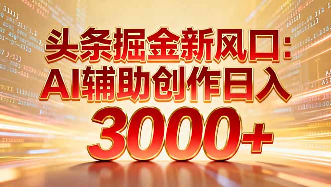 头条掘金新风口：AI辅助创作日入3000+，矩阵玩法当天启动隔天见效-创享网