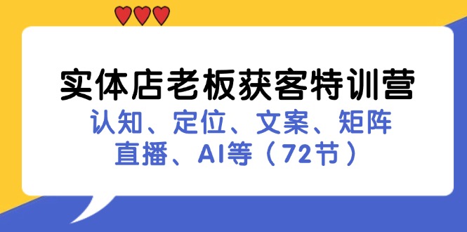 实体店老板获客特训营：认知、定位、文案、矩阵、直播、AI等(72节 - 创享网-创享网