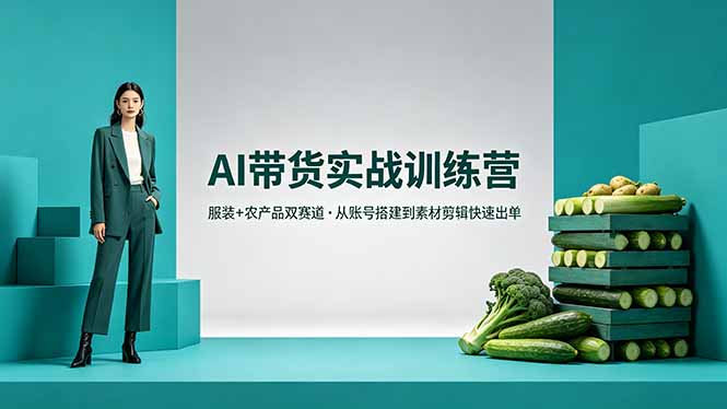AI带货实战训练营，服装+农产品双赛道，从账号搭建到素材剪辑快速出单 - 创享网-创享网