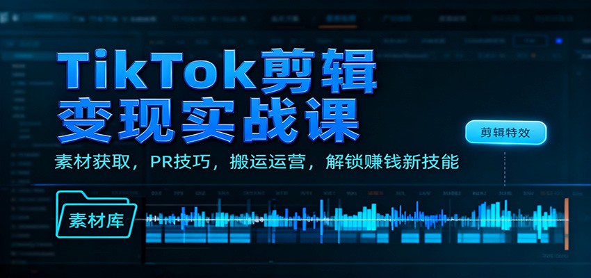 TikTok剪辑变现实战课：素材获取，PR技巧，搬运运营，解锁赚钱新技能 - 创享网-创享网