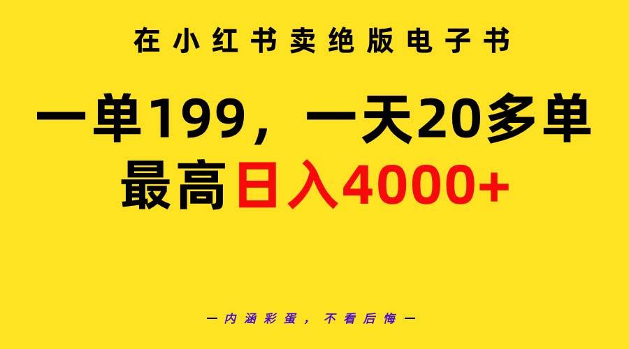 (9401期)在小红书卖绝版电子书，一单199 一天最多搞20多单，最高日入4000+教程+资料 - 创享网-创享网