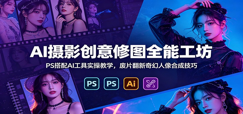AI摄影创意修图全能工坊：PS搭配AI工具实操教学，废片翻新奇幻人像合成技巧-创享网