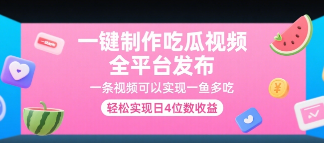 一键制作吃瓜视频，全平台发布，一条视频可以实现一鱼多吃，轻松实现日4位数收益【揭秘】 - 创享网-创享网
