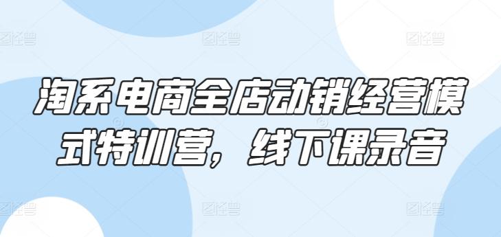 淘系电商全店动销经营模式特训营，线下课录音 - 创享网-创享网