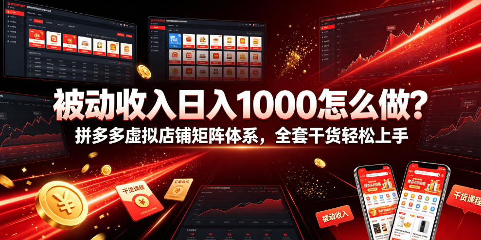 被动收入日入1000怎么做？拼多多虚拟店铺矩阵体系，全套干货轻松上手【揭秘】-创享网