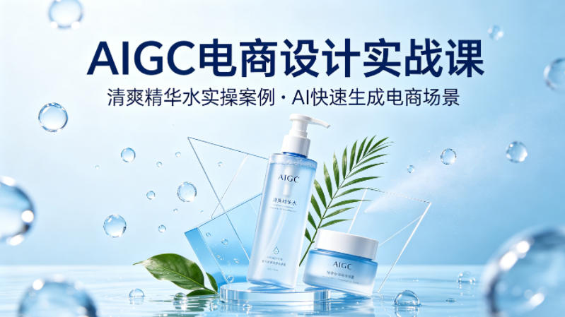 AIGC电商设计实战课，以清爽精华水为实操案例，教你用AI快速生成电商场景 - 创享网-创享网