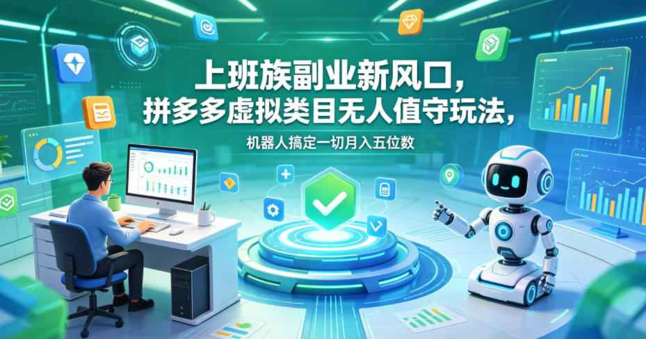 上班族副业新风口，拼多多虚拟类目无人值守玩法，机器人搞定一切月入五位数【揭秘】-创享网