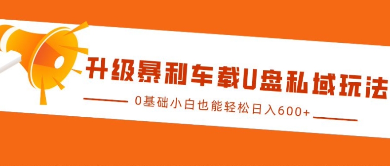 升级暴利车载U盘私域玩法，0基础小白也能轻松日入多张【揭秘】 - 创享网-创享网
