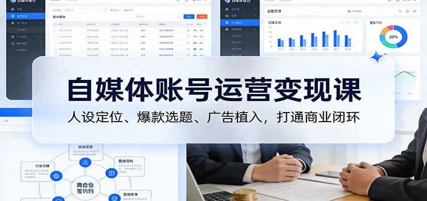 自媒体账号运营变现课：人设定位、爆款选题、广告植入，打通商业闭环 - 创享网-创享网