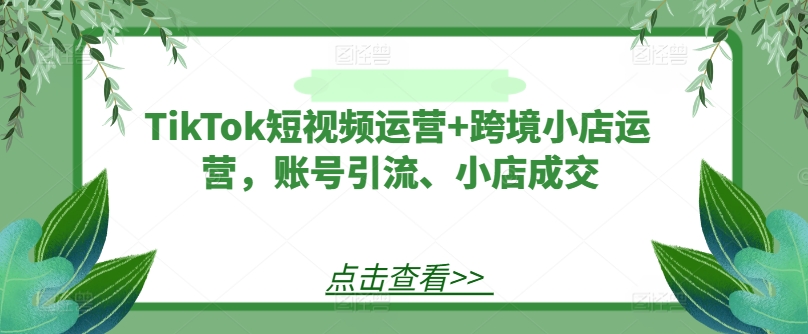 TikTok短视频运营+跨境小店运营，账号引流、小店成交 - 创享网-创享网