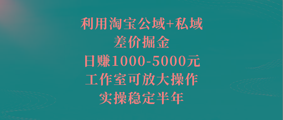 利用淘宝公域+私域差价掘金，日赚1000-5000元，工作室可放大操作，实操... - 创享网-创享网