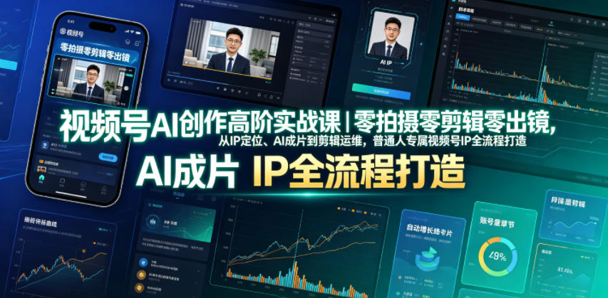 视频号AI创作高阶实战课｜零拍摄零剪辑零出镜，从IP定位、AI成片到剪辑运维，普通人专属视频号IP全流程打造 - 创享网-创享网