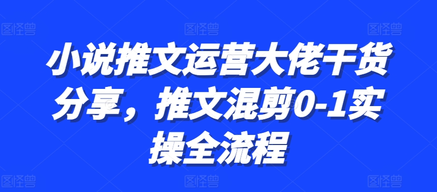 小说推文运营大佬干货分享，推文混剪0-1实操全流程 - 创享网-创享网