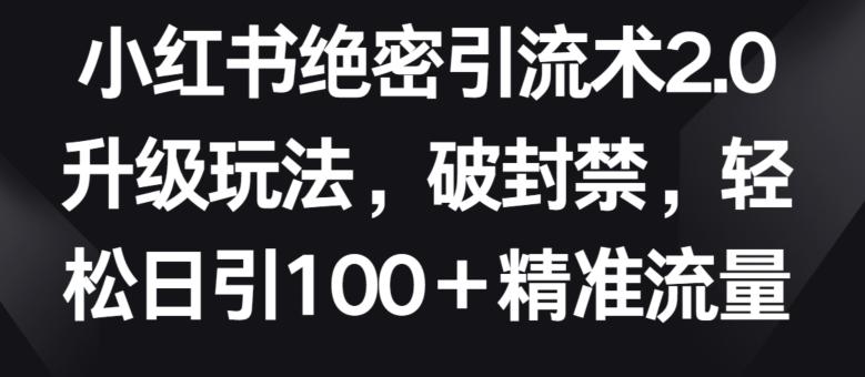 小红书绝密引流术2.0升级玩法，破封禁，轻松日引100+精准流量【揭秘】 - 创享网-创享网