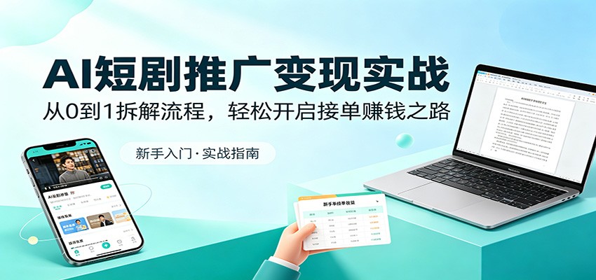 AI短剧推广变现实战：从0到1拆解流程，轻松开启接单赚钱之路-创享网
