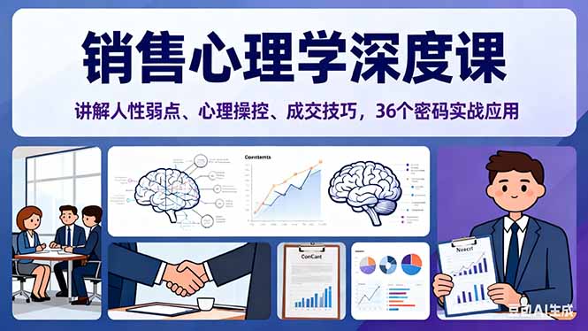 销售心理学深度课,讲解人性弱点、心理操控、成交技巧,36个密码实战应用-创享网