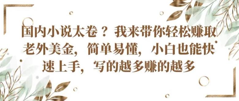 国内小说太卷 ?带你轻松赚取老外美金，简单易懂，小白也能快速上手，写的越多赚的越多【揭秘】 - 创享网-创享网
