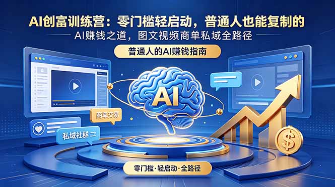 AI创富训练营：零门槛轻启动，普通人也能复制的AI赚钱之道，图文视频商单私域全路径-创享网