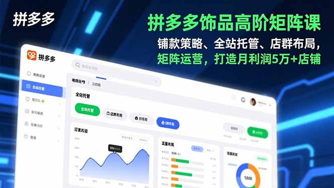 拼多多饰品高阶矩阵课，铺款策略、全站托管、店群布局，矩阵运营，打造月利润5万+店铺-创享网