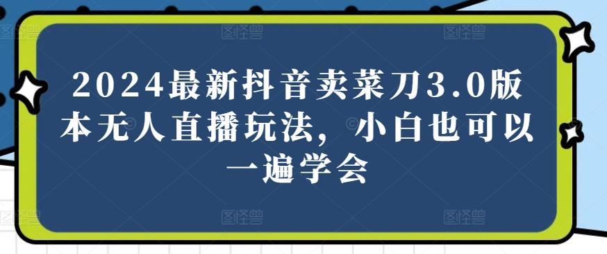 2024最新抖音卖菜刀3.0版本无人直播玩法，小白也可以一遍学会【揭秘】 - 创享网-创享网