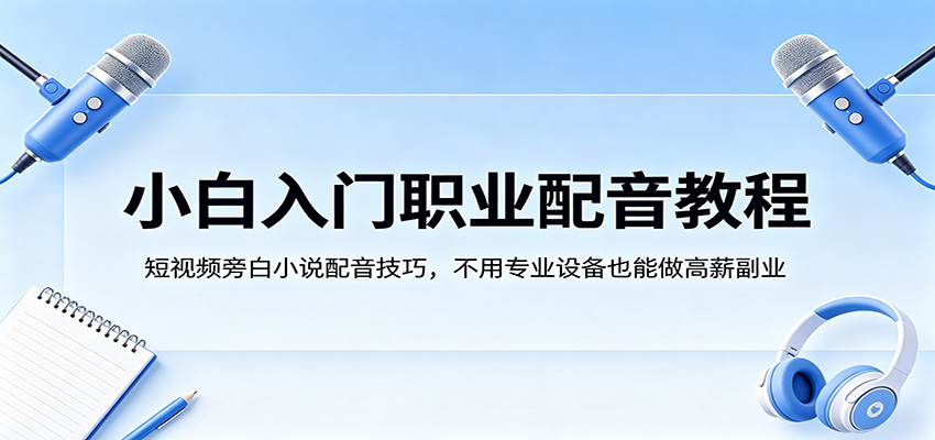 小白入门职业配音教程，短视频旁白小说配音技巧，不用专业设备也能做高薪副业-创享网