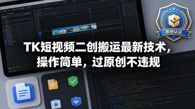 TK短视频二创搬运最新技术，操作简单，过原创不违规-创享网