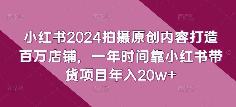 小红书2024拍摄原创内容打造百万店铺，一年时间靠小红书带货项目年入20w+ - 创享网-创享网
