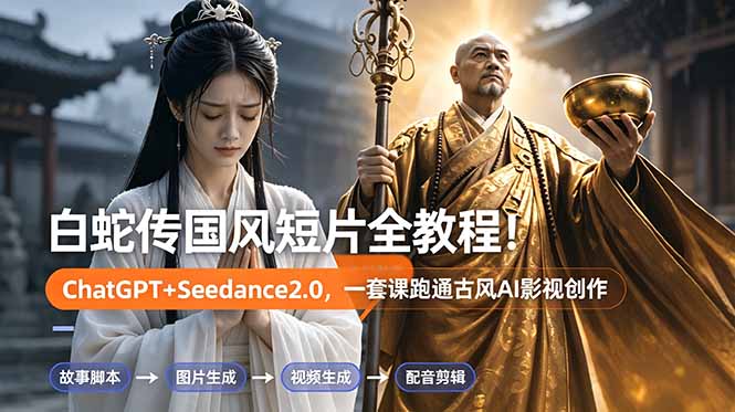 白蛇传-国风短片全教程！ChatGPT+Seedance2.0，一套课跑通古风AI影视创作-创享网